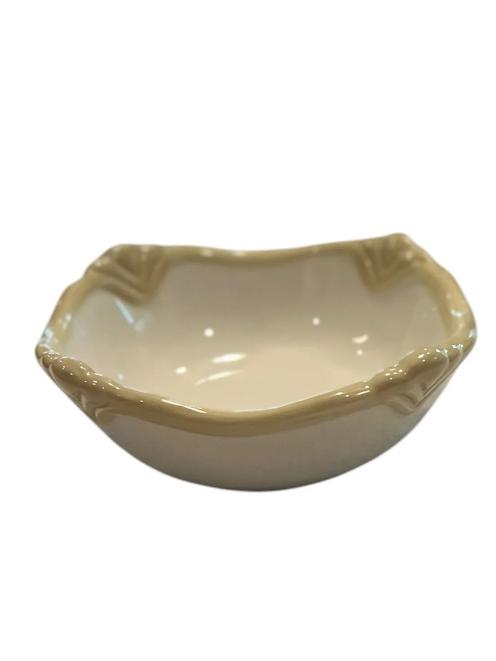 Princess House Pavillion Nested Serving Bowls Set of 2 Cream Embossed Scroll Cer